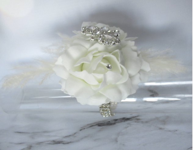 blingy prom corsage, diamante butterfly prom corsage